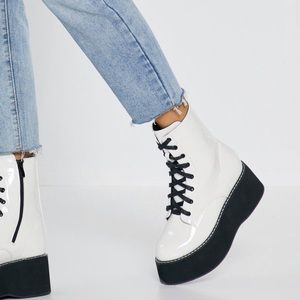 Patent Faux Leather Platform Boots